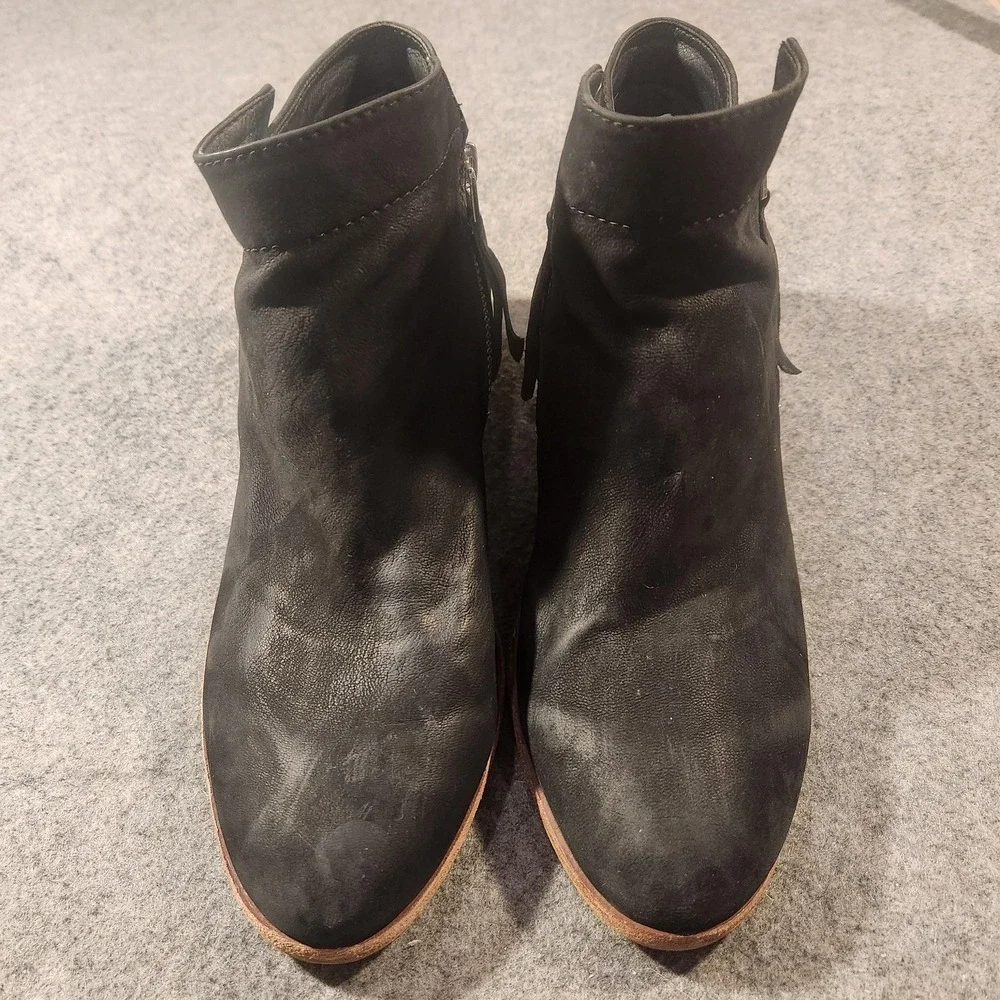 Sam Edelman Boots Womens Size 8.5 W Black Leather Ankle Booties Zip Low Heel - Picture 2 of 6